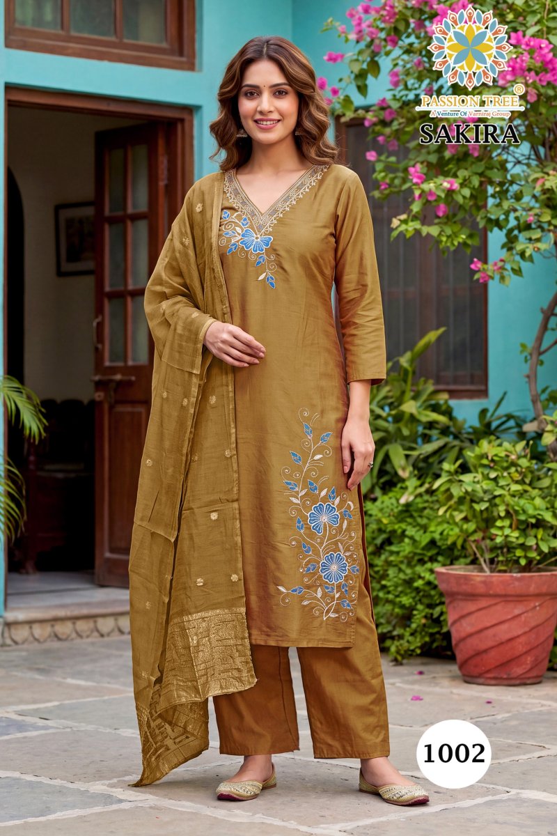 Sakira Vol 1 By Passion Tree Roman Silk Kurti With Bottom Dupatta